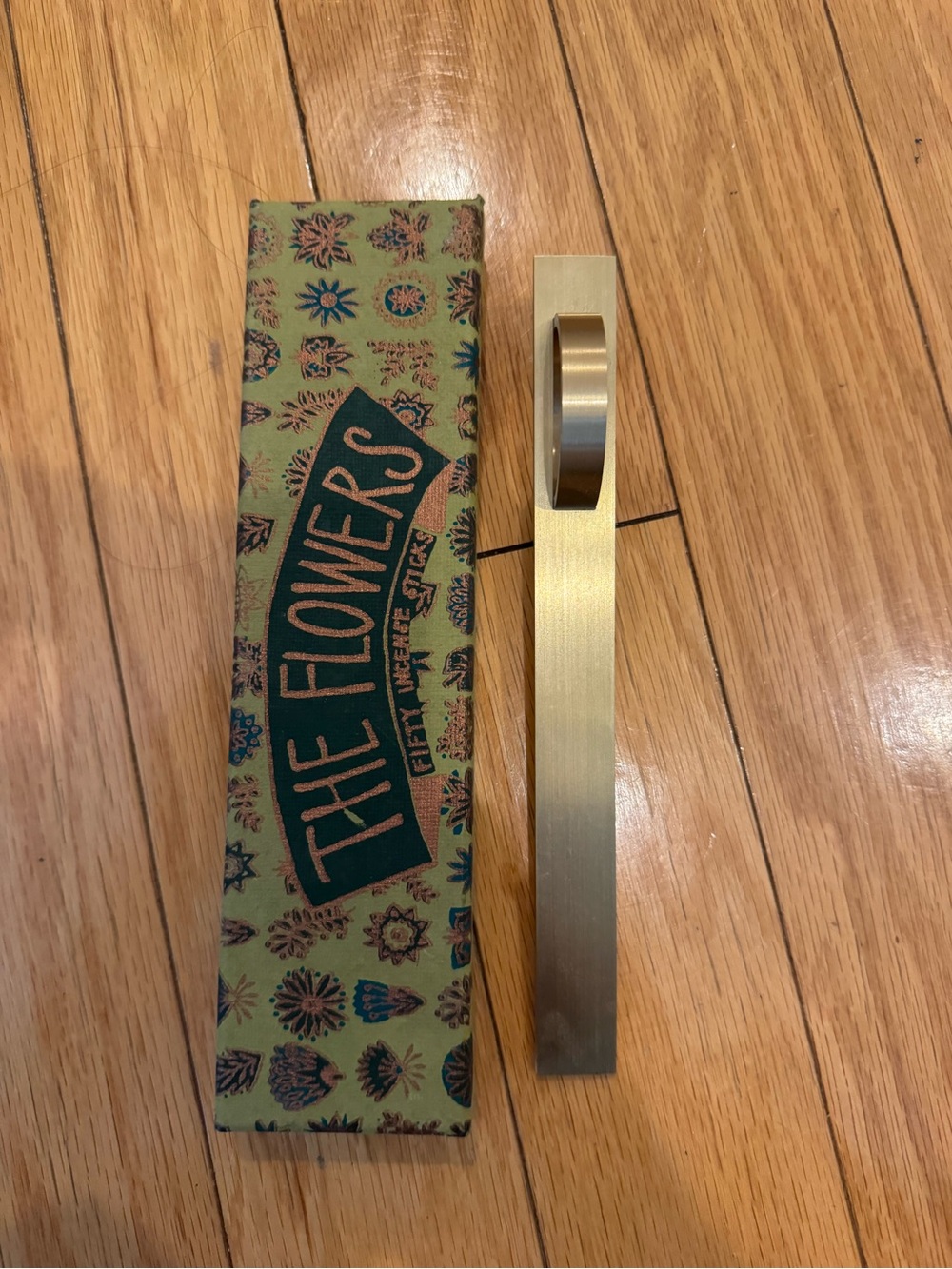 Gold Metal incense holder with The Flowers Box incense